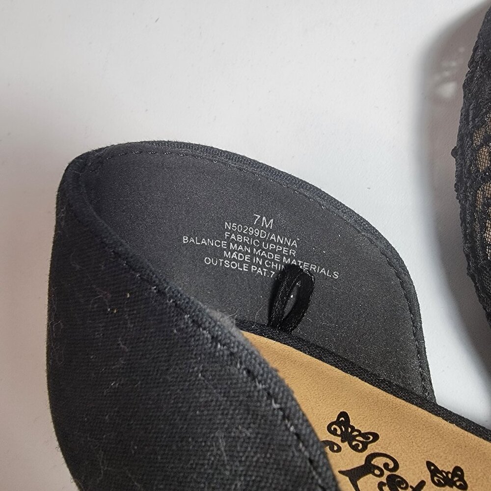 Self Esteem Footwear Women's Black Lace Flats Size 7 - Picture 5 of 12